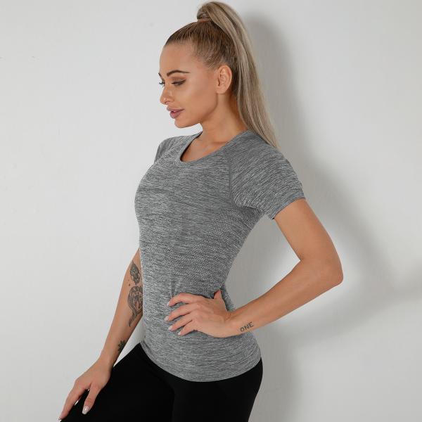 Seamless yoga clothes women fast dry dance rhyme fitness clothes jacket sports morning running short-sleeved women