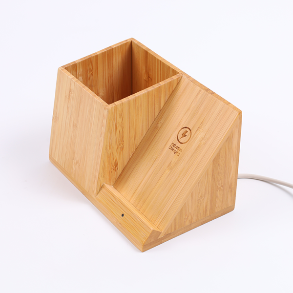 Eco-Friendly Living Room Wireless Charging Box with Injection Bamboo and Organizer