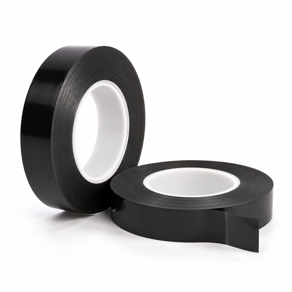 Black PET High Temperature Tape (Black Polyester Masking Tape / Light-Blocking PET Tape / Electrical Insulation Tape) – For Camera Modules, Displays, PCB Masking & Powder Coating