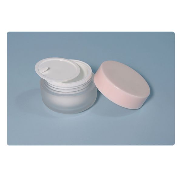 30g 50g Cream Double Walled Cosmetic Jar and Pink Lotion Spray Bottle Set Luxury Acrylic Packaging with Screen Printing