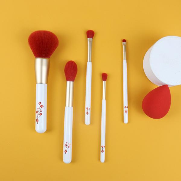 Special Flower Pattern 5PCS Travel Makeup Brush Personalized For Powder Eyeshadow