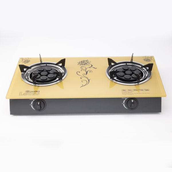 Double Burner Gas Stove Glass Countertop Energy Saving Ignition Device OEM ODM Factory