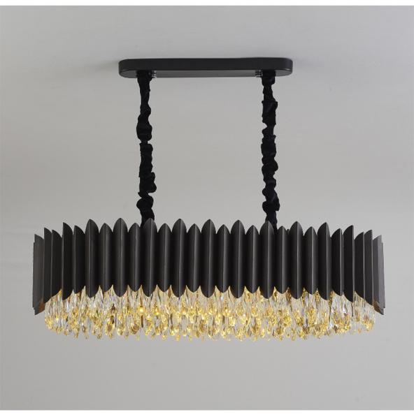 Black Led Chandelier Dining Room Oval Design Creative Kitchen Lamp interior decoration for home(WH-CY-186)