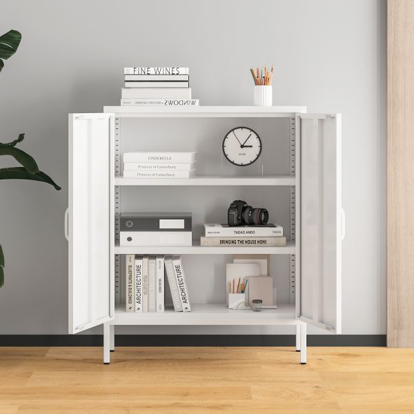 Modern Ultra-Thin Metal Sideboard Buffet Cabinet With 2 Steel Doors Dining Room Furniture for Home Use Living Bedroom Storage