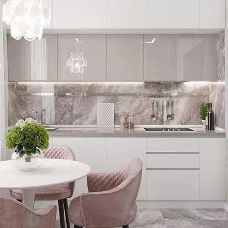 Italian Furniture Smart Kitchen Cabinets with Quartz Stone Countertop and Modular Design