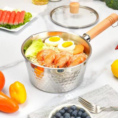 Modern Design Kitchen Sauce Pans 18/8 Stainless Steel  With Wooden Handle