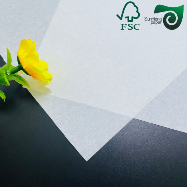 FSC 35gsm 40gsm Grade 3 Food Grade White Greaseproof Paper Rolls Wrapping Paper White