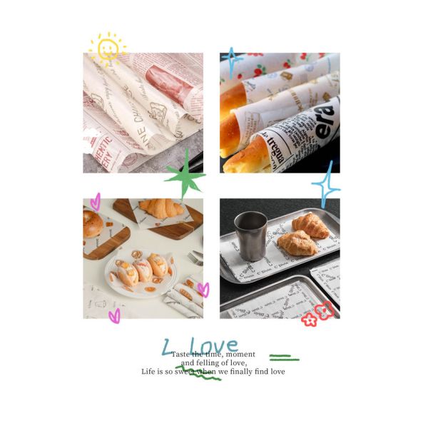 38g 40g  Printable Wax Grease Resistant Paper For Bread Package  12