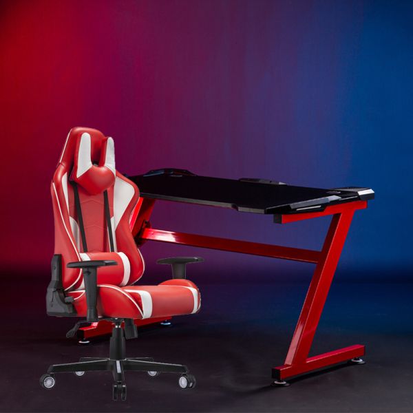 Comfortable E-sports Chair Revolving Professional White PU Leather Racing Gaming Chair