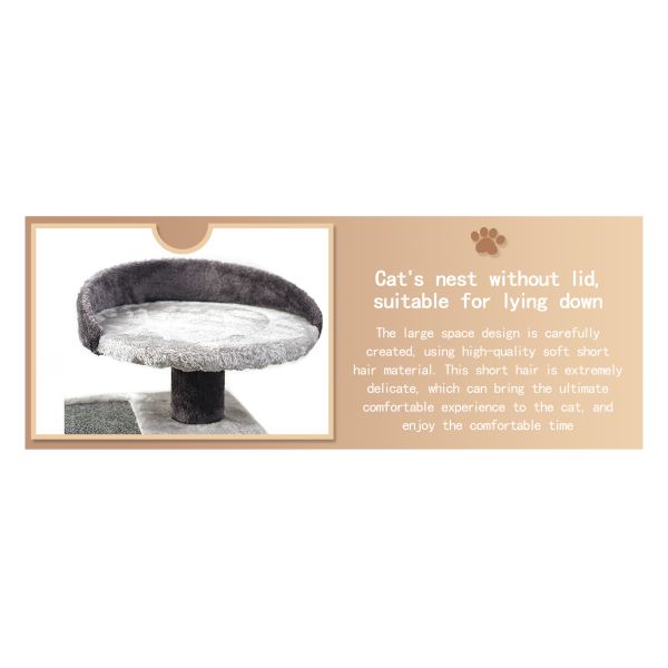 Design Rotary Ladder Gray Pet Cat Tree Tower with Wood Modern Cat Sisal Scratcher