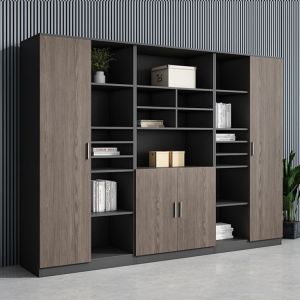 armoire de bureau en bois de grande capacité d'ODM de classeur en bois noir de 2.4M