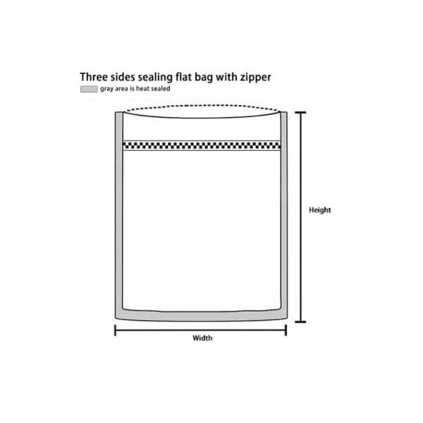 Bolsa de embalaje con cremallera sellada de plástico de 3 lados puede ser personalizada, sellada por calor y vuelta a sellarse, y es una bolsa de embalaje de alimentos plana