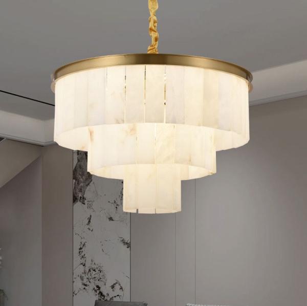 Decoração de casa moderna Lâmpadas de latão Alabastro Sombra de mármore Hotel Restaurante Quarto Lâmpadas de pendente Iluminação de luzes sofisticadas