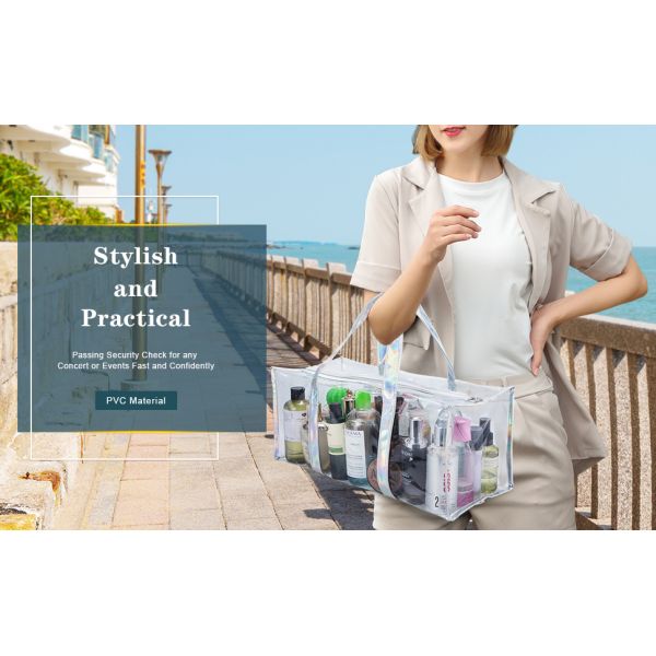 PVC Travel Makeup Toiletry Storage Bag, Large Capacity Tote Bag, Cosmetic Clothes Organizer Bag