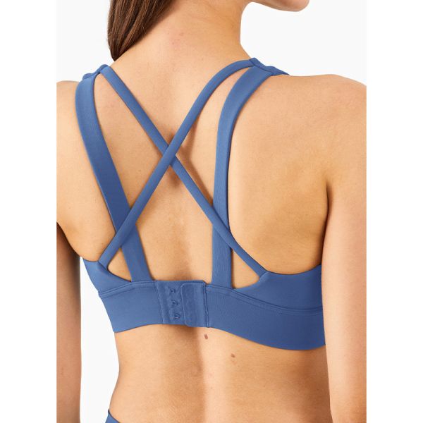 4 Colors Cross Back Padded Sexy Yoga Sports Bra Women Breathable Four Way Stretch