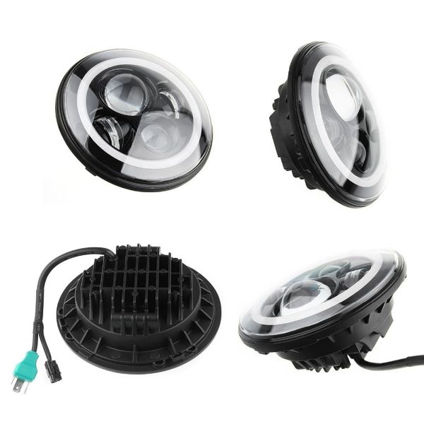 7 Inch Round RGB Halo Car Lights Bluetooth Control Headlights High / Low Beam For Driving Light