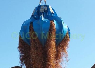 Two Ropes Orange Peel Grab , Electric Hydraulic Grab Bucket Blue Color