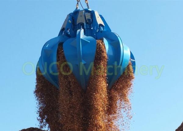 Two Ropes Orange Peel Grab , Electric Hydraulic Grab Bucket Blue Color