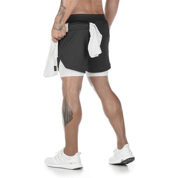 Custom Logo Double Layers Fitness Sportswear Mens Workout Compression Running Gym Shorts