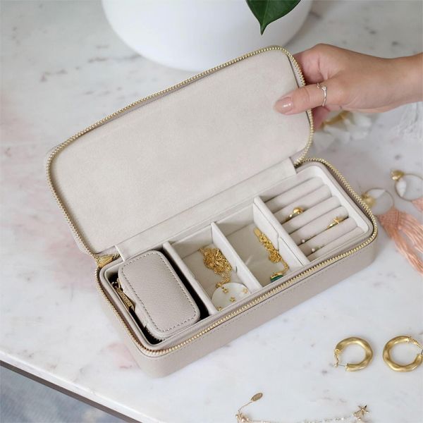 Travel Friendly Personalized Leather Jewelry Box Waterproof With Removable Layer