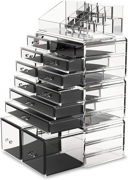 Polystyrene 8 Layers Acrylic Makeup Organizer Clear Acrylic Makeup Drawers