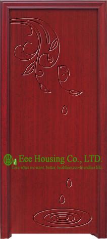 Soundproof Timber Veneer Wood Front Door For Projects, Modern Single Wood Carving Doors