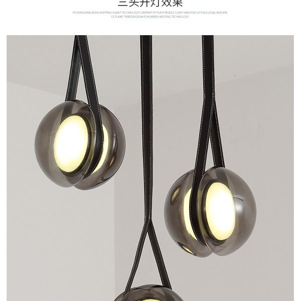 Nordic Modern Pendant Lights Glass Leather Belt Yo-yo Hanging Lamp(WH-GP-168)