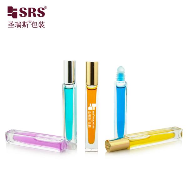 Square Colorful Clear Perfume No Leakage Thick Bottom Glass Roller Bottle 10ml