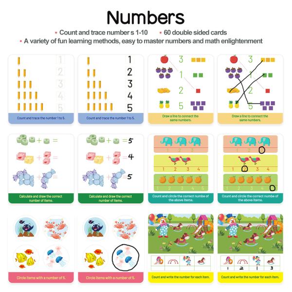 Panda Juniors Number Learning Cards For 3-4 Year Old Wipe Clean Flash Cards