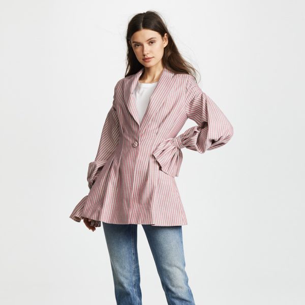 Стрипе рукави баллона в - платье блейзера шеи мини