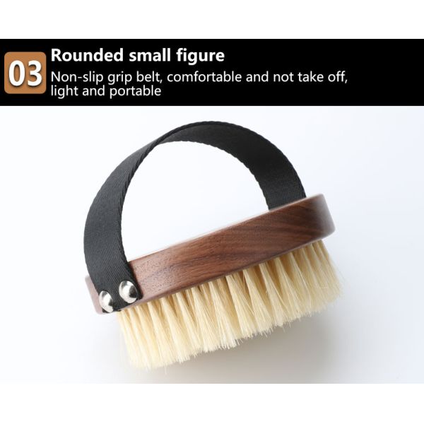 Walnut Bath Dry Brush Organic Vegan Sisal For Boay Round Hand Brush