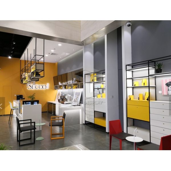 дисплей кофейни MDF 15mm толстый гальванизирует облицовку древесины цвета