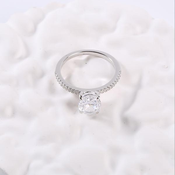 Round Shaped Engagement Rings 2.18g Couple 925 Silver CZ Rings