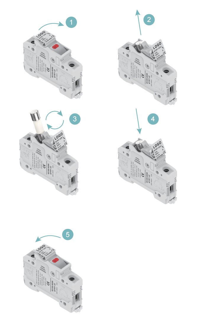 1000V DC PV Fuse Holder with Indicator Light 32A Overload Protection for Solar Power System