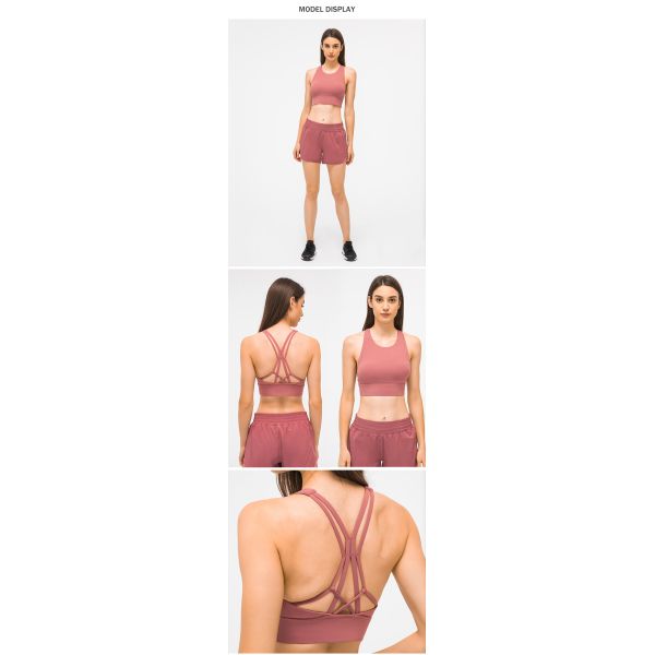 Logo On Straps Removable Private Label Women Yoga Sports Bras 210gsm