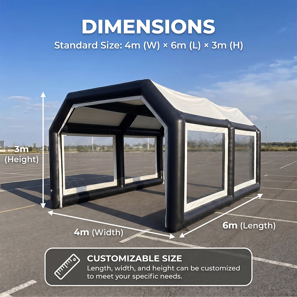 Portable Inflatable Car Shelter Air Frame Garage Tent with Clear Windows for Vehicle Storage, Car Detailing, Auto Service and Commercial Use