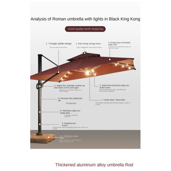 Outdoor Patio Umbrellas Garden Courtyard Parasol With LED Light And Customized Logo