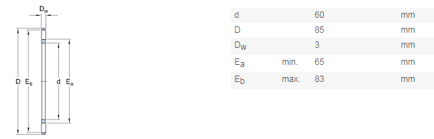High Speed AXK Series Thrust Needle Roller Bearing 60x85x3mm AXK6085