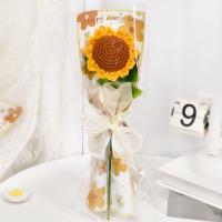 Fleur de laine finie, fleur tricotée à la main, tournesol, tournesol, fleur artificielle, fleur artificielle