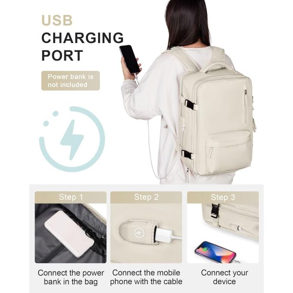 Compañía aérea grande de color beige aprobado Carry On Waterproof Trabajo de negocios Bolso de viaje personalizado para mujeres hombres