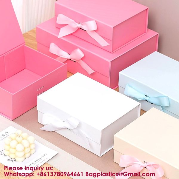 Gift Boxes With Ribbon Foldable Set Of 5 Glossy Finish Magnetic Gift Boxes For Luxury Presentations And Groomsmen Proposal Foldable Magnetic Box CARDBOARD BOX PAPER BOX