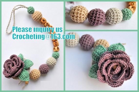 Baby sling necklace, baby bracelet, crochet bracelet, teething bracelet, crochet long funky beaded necklace