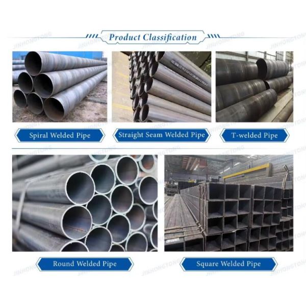 Welded Steel Pipes ERW SSAW Round Square Rectangular Hollow Section Steel Tube with min273*5.0mm Tolerance ±1% min273*5.0mm