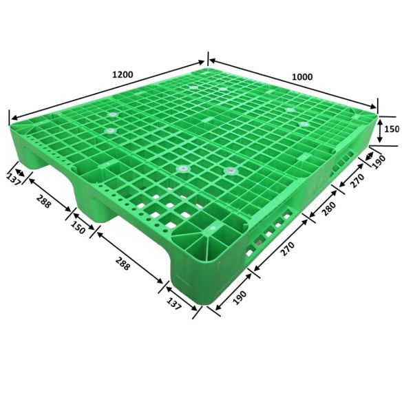 1200x1000 HUADING Standard Green Plastic Containment Pallet Single Faced Labeling Options