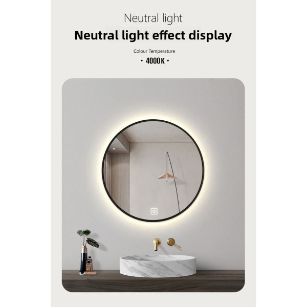 Modern Premium 32-Inch Anti-Fog Touch Switch Wall Mirror Aluminum Frame for Luxurious Bathroom Design Apartments Hotels