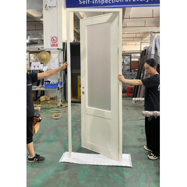  French Minimalism – White Aluminum Bathroom Swing Door