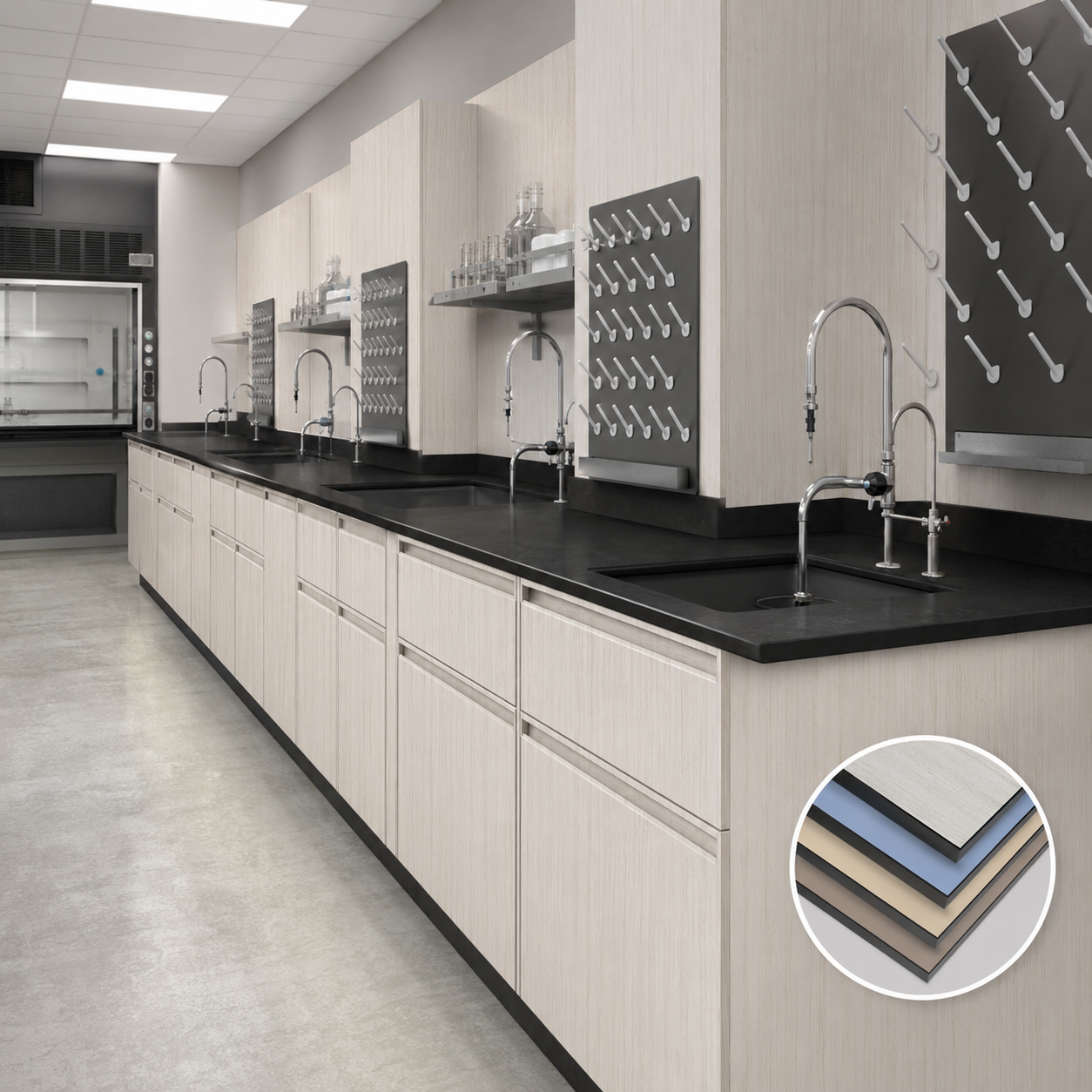 Chemical Resistant Epoxy Resin Lab Countertops | HPL Phenolic Resin Lab Workbench for School & Research Laboratory