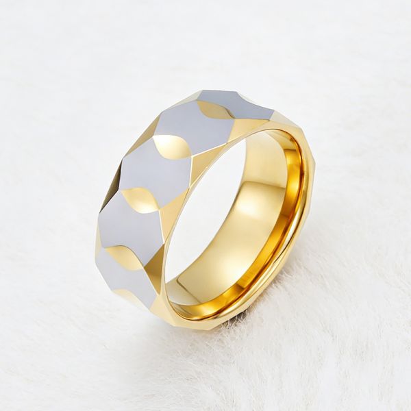 High-Hardness Tungsten Wedding Band Ring with Long-Lasting Luster and Trendy Color-Blocking for Men and Women