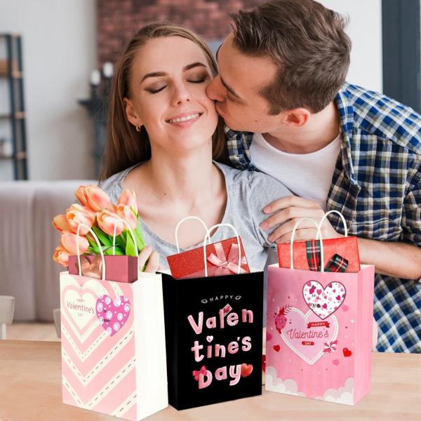 Industry Custom Good Tote Valentine's Day Gift Kraft Paper Bag with Hand Length Handle