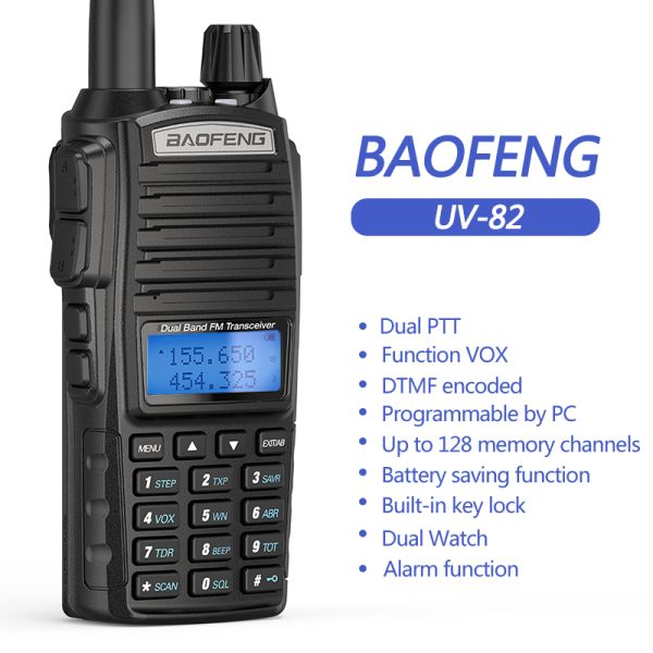 220g Black UV82 8W BAOFENG Dual Band 2 Way Walkie Talkie UV-82 and Top Selling Radio